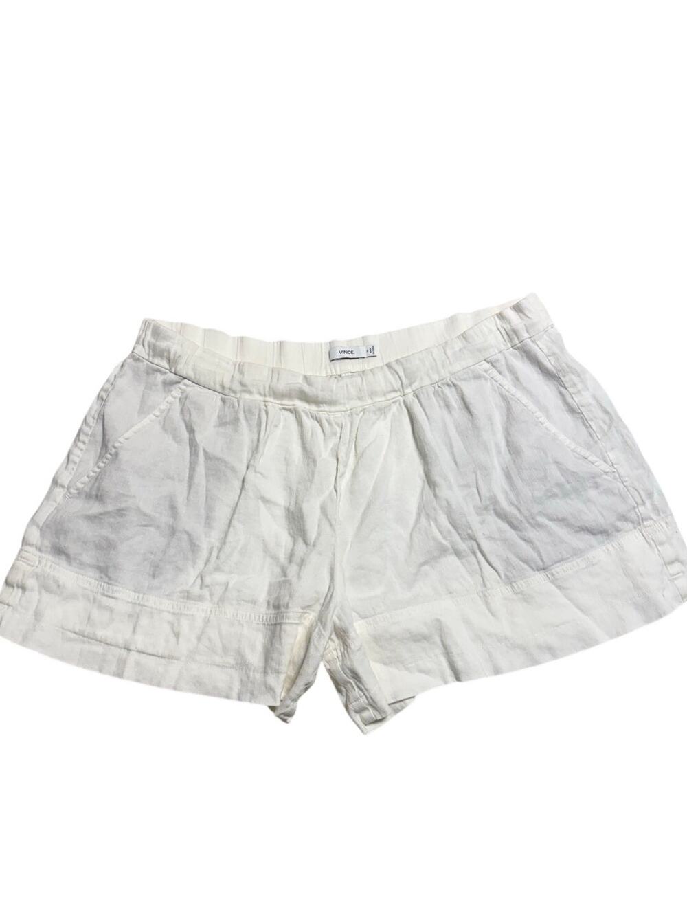 Vince Linen Pull-On Shorts Loose White XS Oversized Flowy Coastal Beachy Stretch